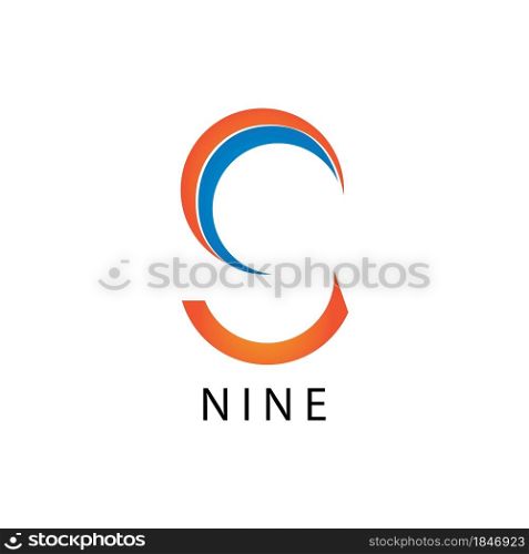 Number nine, nine icon logo vector design