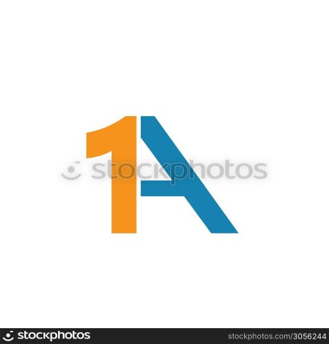 number one and A letter vector icon design template
