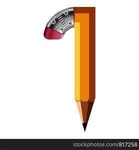 Number one pencil icon. Cartoon illustration of number one pencil vector icon for web. Number one pencil icon, cartoon style