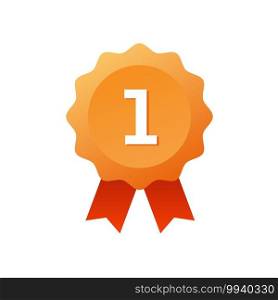 number one ribbon award colors icon over white background 