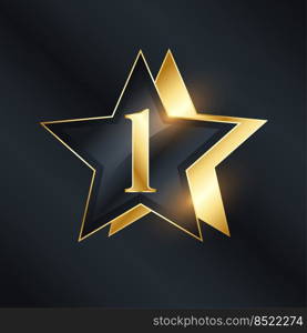 number one star label in golden color