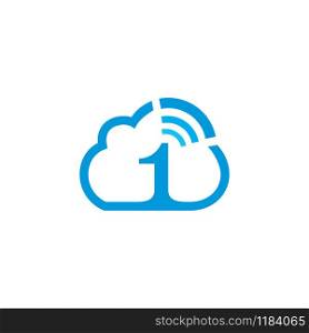 Number One with Cloud vector logo design. Technology Hosting Domain Block Chain Server Logo Design.