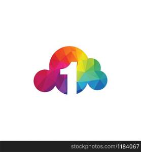 Number One with Cloud vector logo design. Technology Hosting Domain Block Chain Server Logo Design.