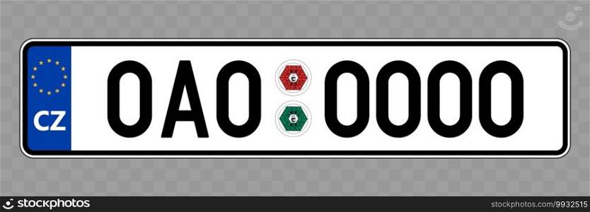 Number plate. Vehicle registration plates of Czech Republic. Vehicle number plate