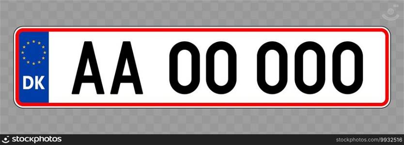 Number plate. Vehicle registration plates of Denmark. Vehicle number plate