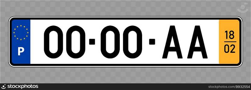 Number plate. Vehicle registration plates of Portugal. Vehicle number plate. 