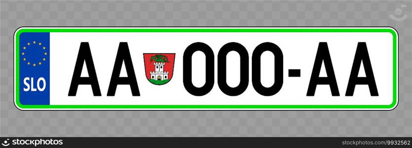 Number plate. Vehicle registration plates of Slovenia. Vehicle number plate. 