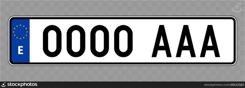Number plate. Vehicle registration plates of Spain. Vehicle number plate. 