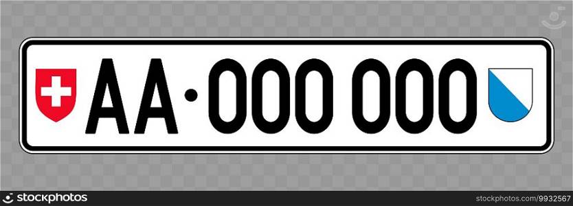 Number plate. Vehicle registration plates of Switzerland. Vehicle number plate.