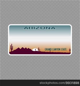 Number plate. Vehicle registration plates of USA state - arizona. Vehicle registration plate