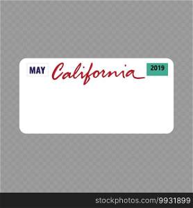 Number plate. Vehicle registration plates of USA state - california. Vehicle registration plate