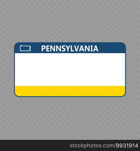 Number plate. Vehicle registration plates of USA state - pennsylvania. Vehicle registration plate