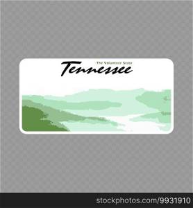 Number plate. Vehicle registration plates of USA state - Tennessee. Vehicle registration plate