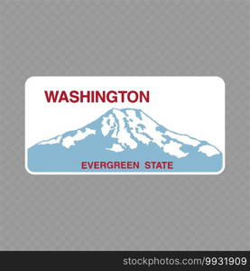 Number plate. Vehicle registration plates of USA state - washington. Vehicle registration plate