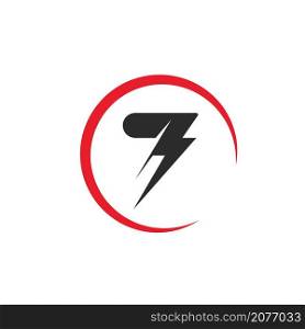 number seven thunder bolt icon vector illustration design template