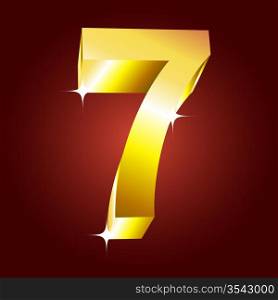 Number seven. Vector golden font