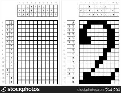 Number Two 2 Nonogram Pixel Art, Mathematical, Numeral, Numeric, Word, Symbol Vector Art Illustration, Logic Puzzle Game Griddlers, Pic-A-Pix, Picture Paint By Numbers, Picross