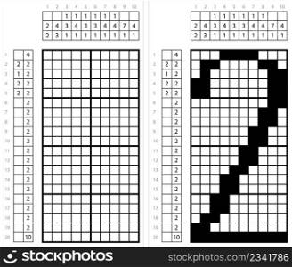 Number Two 2 Nonogram Pixel Art, Mathematical, Numeral, Numeric, Word, Symbol Vector Art Illustration, Logic Puzzle Game Griddlers, Pic-A-Pix, Picture Paint By Numbers, Picross