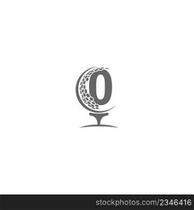 Number zero and golf ball icon logo design illustration