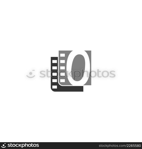 Number zero icon in film strip illustration template vector