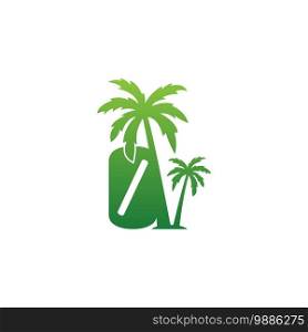 Number Zero logo and  coconut tree icon design vector illustration
