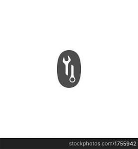 Number zero logo icon with wrench design vector illustration