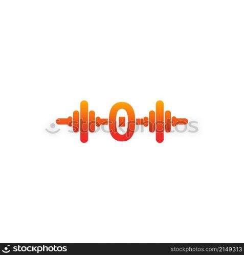 Number zero with barbell icon fitness design template illustration vector