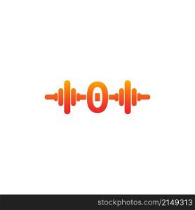 Number zero with barbell icon fitness design template illustration vector