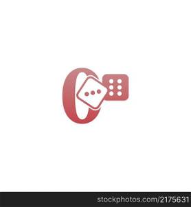Number zero with dice two icon logo template vector