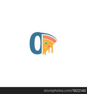 Number zero with pizza icon logo vector template