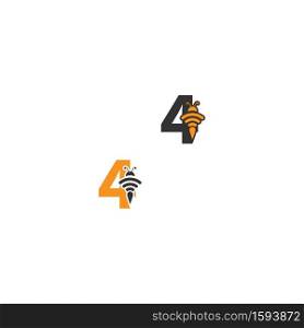 Number4  bee icon  creative design logo illustration