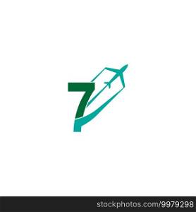 Number7  with plane logo icon design vector illustration