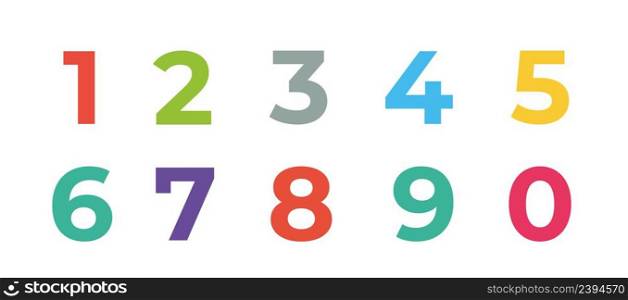 Numbers colourful isolated on white background. Doodle vector illustration.. Numbers colourful isolated on white background. Doodle illustration.