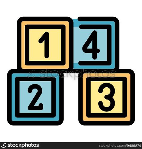 Numbers cubes icon outline vector. Pile cube. Build ice color flat. Numbers cubes icon vector flat