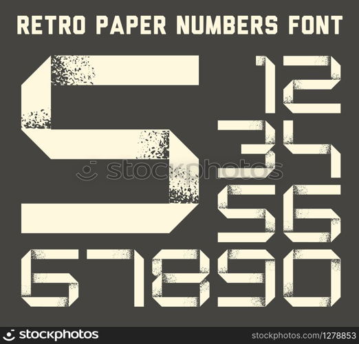 Numbers font made from white grunge paper stripe