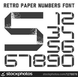 Numbers font made from white grunge paper stripe