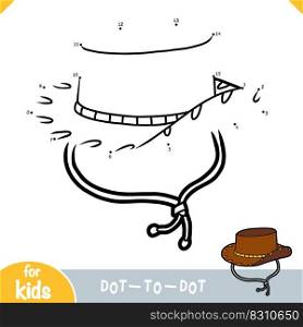 Numbers game, education dot to dot game for children, Cowboy hat