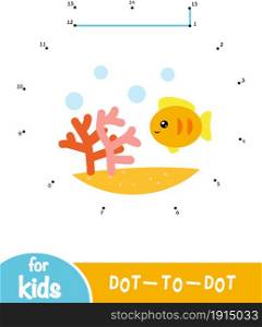 Numbers game, education dot to dot game for children, Goldfish in a bowl