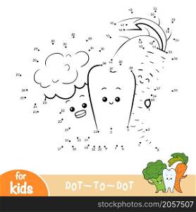 Numbers game, education dot to dot game for children, Healthy tooth and vegetables
