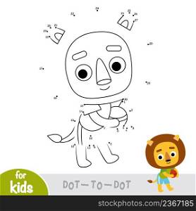 Numbers game, education dot to dot game for children, Lion and ball