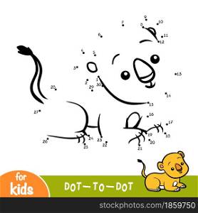Numbers game, education dot to dot game for children, Lion cub