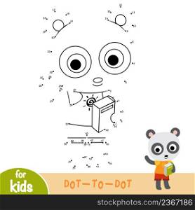 Numbers game, education dot to dot game for children, Panda and book