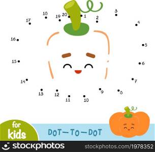 Numbers game, education dot to dot game for children, Pumpkin
