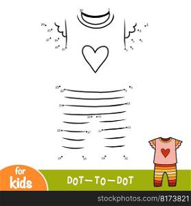 Numbers game, education dot to dot game for children, Pyjamas with heart