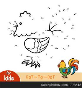 Numbers game, education dot to dot game for children, Rooster