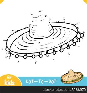 Numbers game, education dot to dot game for children, Sombrero