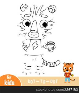 Numbers game, education dot to dot game for children, Tiger