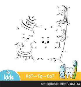 Numbers game, education dot to dot game for children, Tooth and toothbrush and toothpaste