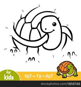 Numbers game, education dot to dot game for children, tortoise