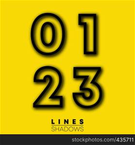 Numbers linear design. Set of number 0, 1, 2, 3 template for logo or icon. Vector illustration. Numbers linear design. Set of number 0, 1, 2, 3 template for logo or icon